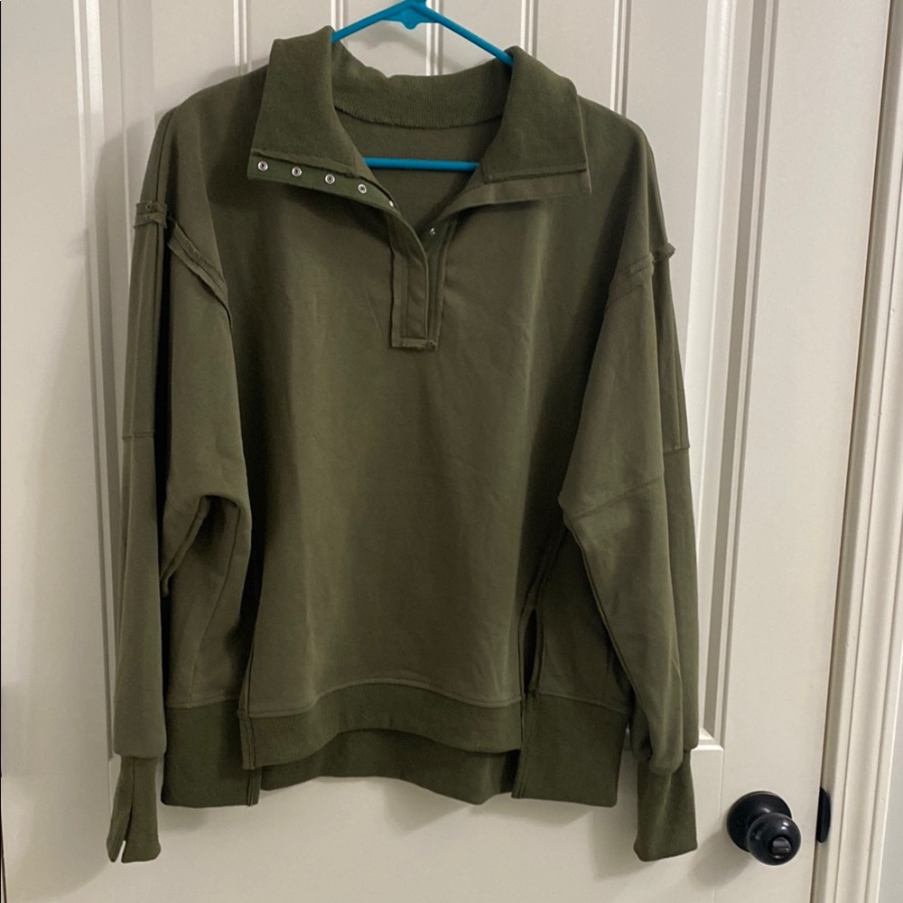 Olive Green Pullover Sweatshirt